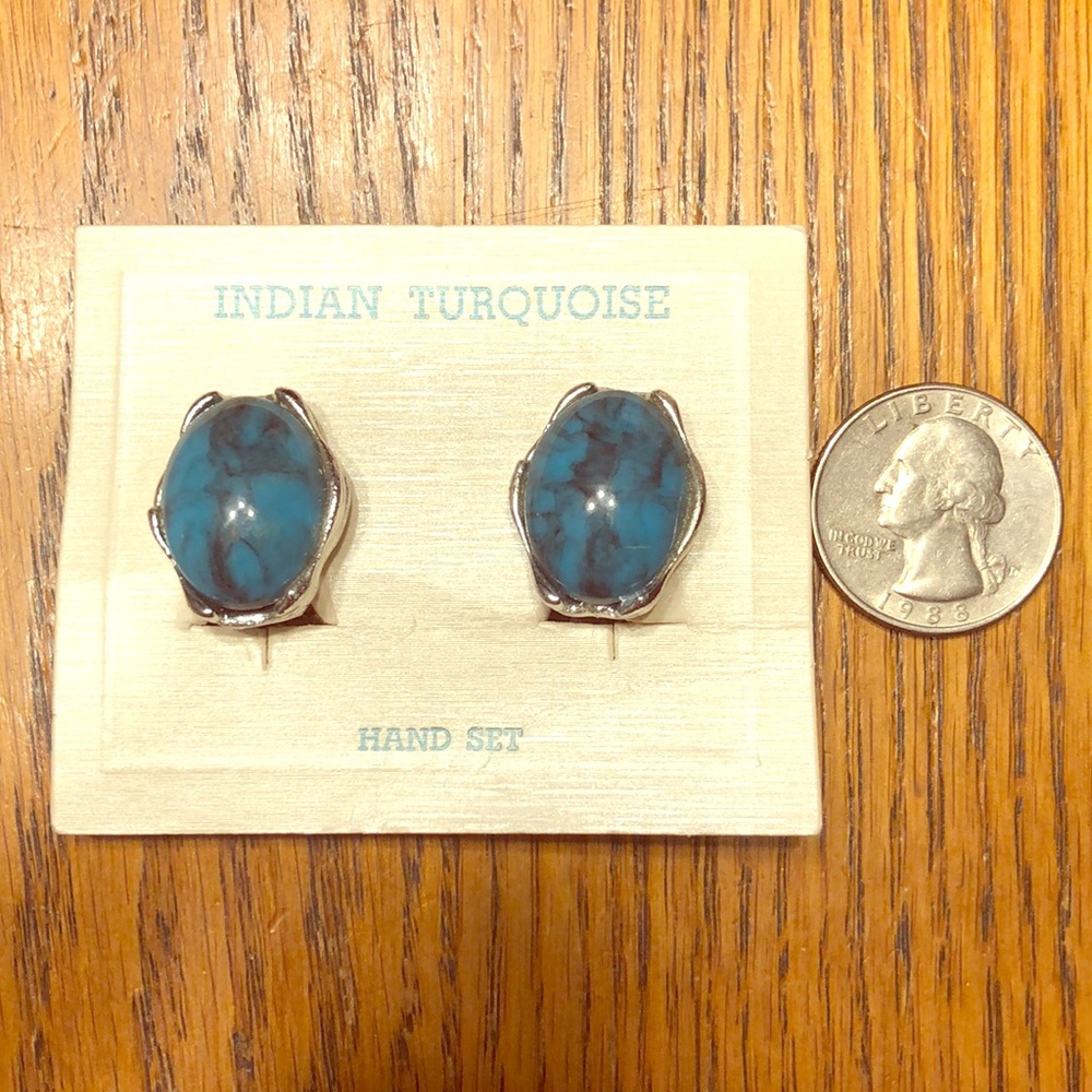 Indian turquoise clip-on earrings